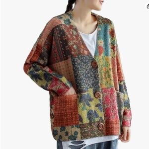 Colorful Patchwork Button-Down Shirt